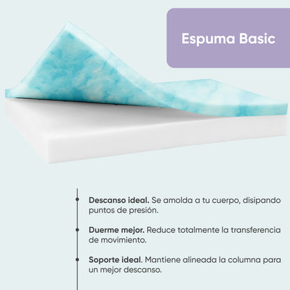 Colchón Aletto Básic + 2 Almohadas Bambou